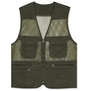 Gilet utilitaire en maille pour hommes, multi-poches, zippé, respirant, pour la pêche, la chasse, le camping - Product Image 4