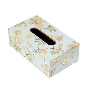 Luxury Floral Lacquer Finish Wooden Tabletop Tissue Holder Handmade Free Standing Multi-Purpose Organizer - Product Image 2