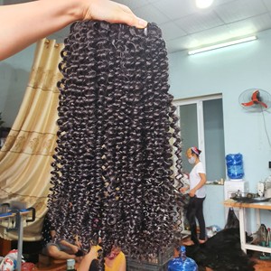 Super Double Drawn Remy Regular <b>Curly</b> Raw Human Hair Machine Weft Human Hair <b>Extension</b>, Length 8-32 Inches - Product Image 5