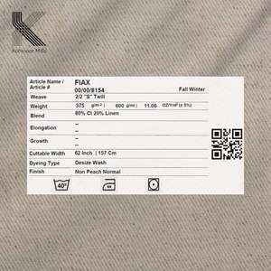 Tela de Sarga de Algodón y Lino Ecológica de 300 g/m², Resistente a las Arrugas, 80% Algodón, 20% Lino, Tejido para Prendas de Vestir - Product Image 4