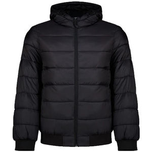 Chaqueta de poliéster acolchada negra de alta calidad para hombre, chaqueta bomber personalizada para hombre, OEM. - Product Image 1
