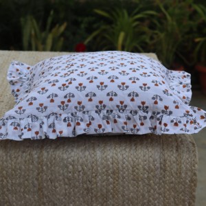 Housse de coussin en coton slub imprimée à la main au bloc, motif rayé, nouveau design indien, pour canapé et literie - Product Image 1