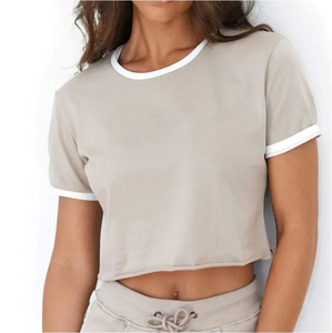 Chemise en tricot polaire à col rond bleu clair pour femmes, manches courtes, fermeture éclair, coupe ample, décontractée, toutes saisons, polyester/coton, séchage rapide - Product Image 3