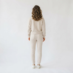 Conjunto Deportivo de 2 Piezas para Mujer, con Capucha, Forro Polar, Manga Larga y Corta, Estilo Versátil, Hasta la Rodilla, 100% Algodón - Product Image 5