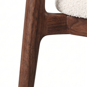 Silla de Comedor Escandinava de Madera de Teca con Cojín Tapizado en Tela, Sillón Moderno para Comedor, Muebles para el Hogar - Product Image 3