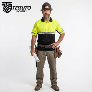 Polo personnalisé avec logo haute visibilité, vêtements de travail réfléchissants, uniforme de sécurité pour la construction, pour hommes - Product Image 2