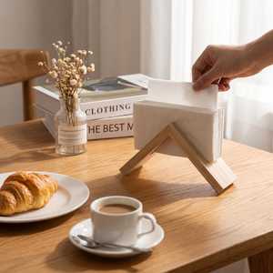 Modern Wooden Triangle Napkin Holder For <b>Table</b> Decoration Disposable <b>Mats</b> Accessory - Product Image 4