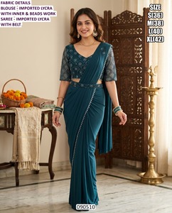 Sari de Invierno Midnight Grace para Fiesta - Estilo Tradicional, Absorbe la Humedad y Antiarrugas - Product Image 1