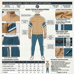 Survêtement décontracté à manches longues pour homme, rayé camel et vert sarcelle, avec fermeture éclair et poches latérales, coupe classique pour l'automne - Product Image 6