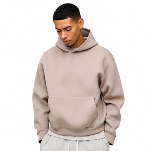 Sudadera con Capucha Beige Personalizada para Hombre, Corte Holgado, Color Sólido, Forro Polar, Estilo Casual Otoñal, Diseño con Bolsillos, 100% Algodón - Product Image 1
