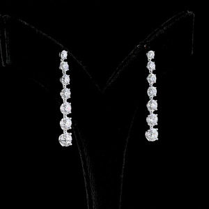 Pendientes Largos con Siete Piedras de Diamante Cultivado en Laboratorio, Oro 10K 14K 18K, Plata 925 935, Regalo de Lujo para Compromiso - Product Image 2