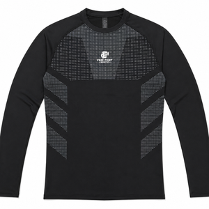 เสื้อแรชการ์ดแขนยาวผู้ชายฟรีไฟท์ สีดำ แห้งเร็ว พิมพ์ลายโลโก้ด้านหน้า เสื้อกีฬา - Product Image 1