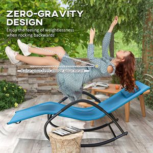 Silla Mecedora Azul Claro Resistente a los Rayos UV y al Agua para Jardín, Piscina, Tomar el Sol, Sillas de Jardín Cómodas - Product Image 5
