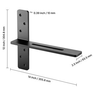 Supports d'étagère en forme de T, 2 pièces, en acier massif, capacité de 200lbs/90kg, 14x2.89x12/355.6x73.5x304.8mm - Product Image 2