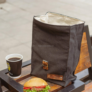 Bolsa de almuerzo de lona elegante con correa de cuero, regalo ecológico y duradero para mujeres y hombres, 2017 - Product Image 6