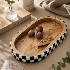 Bandeja de Hueso Hecha a Mano de Lujo con Incrustaciones Decorativas, Diseño Otomano, Ecológica, Tamaño Personalizado, para Servir Té, Café, Bebidas y Comida Gourmet - Product Image 3