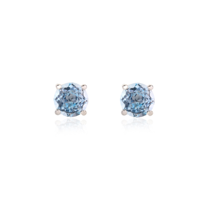 14K Vivid Blue Topaz Classic Stud Earrings - Product Image 2