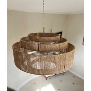 Plafonnier moderne bohème en jute tressé à la main, écologique, en fibre naturelle, pour chambre, salon, hôtel - Product Image 4