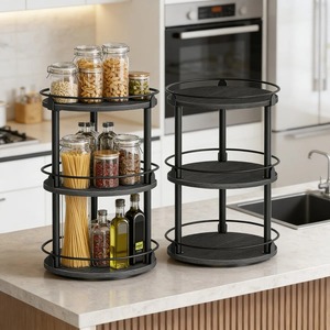 Round <b>Spice</b> Rack Countertop Kitchen Organizer Rotating Storage Stand <b>Spice</b> <b>Jar</b> Holder For Home Kitchen Decor And Multi Use - Product Image 4