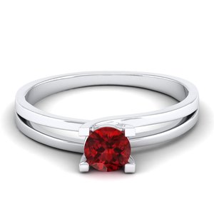 REYES New Design 14K Solid Gold Round Brilliant Cut 0.5 Carat Garnet Gemstone <b>Ring</b> For Women OEM ODM <b>Customized</b> Fine Jewelry - Product Image 5