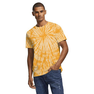 T-shirt tie-dye bleu clair pour homme, coupe oversize, col rond, manches courtes, style streetwear décontracté, vêtements personnalisés en gros, OEM - Product Image 5