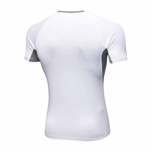 T-shirt de sport pour homme, coupe slim, à manches raglan plissées sur le devant, col rond, séchage rapide, tricoté, pour musculation et gym - Product Image 5