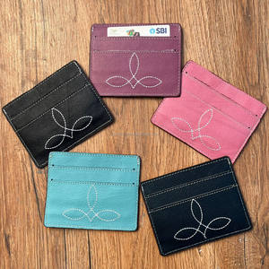 New Wholesale RFID Boot Stitch Genuine Leather Credit <b>Card</b> <b>Holder</b> Mini Smart <b>Wallet</b> Pouch for Men & Women Stylish & Functional - Product Image 4