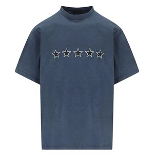 Camiseta Premium para Hombre, Azul Marino Lavado, Estilo Casual Urbano, Corte Holgado, Tela de Algodón y Felpa, Secado Rápido, Estilo Vintage - Product Image 1