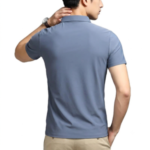 Men's Quick-Drying Regular Fit T-Shirt Cross-Border Ice Silk Seamless Turn-<b>Down</b> Collar Business Casual Blank 180g Short Sleeve - Product Image 3