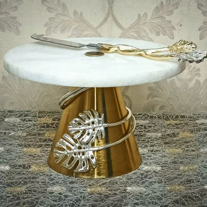 Base para Pastel Decorativa con Campana Metálica para Cumpleaños y Fiestas, Campana para Pastel de Metal y Mármol y Base para Pastel - Product Image 1