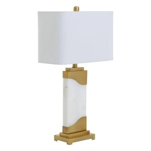 Lampe de table d'appoint en marbre de qualité supérieure, dotée d'une forme architecturale, d'une éclairage chaleureux et d'un charme décoratif haut de gamme pour la maison - Product Image 2
