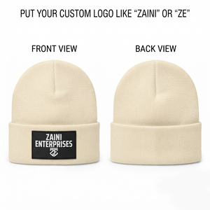 Bonnet pour homme en acrylique premium 300 GSM, tricot côtelé, chapeau d'hiver avec logo personnalisé en patch PVC, bonnet tricoté doux et chaud à revers, vente en gros OEM - Product Image 1