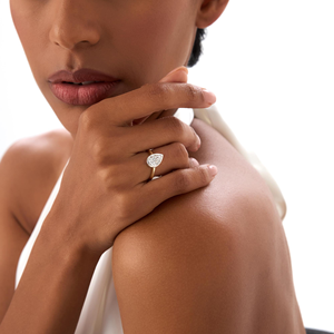 Anillo de compromiso con diamante talla pera para mujer, oro rosa, estilo clásico, diamante blanco natural - Product Image 6