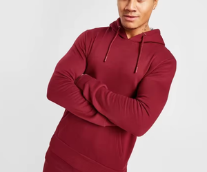 ชุดวอร์มฮู้ดดี้สีเบอร์กันดีสำหรับผู้ชาย – ชุดเสื้อสเวตเชิ้ตและกางเกงจ็อกเกอร์แบบเรียบ พร้อมโลโก้สั่งทำ ชุดลำลองสำหรับเล่นกีฬาแบบสองชิ้น - Product Image 3