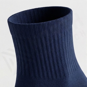 Crew <b>Socks</b> Solid Navy Blue 100% Cotton Breathable Knitted Regular Style Adult Daily Casual Spring Wear - Product Image 4