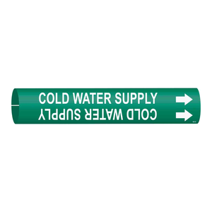 Marcador de Tuberías Brady para Suministro de Agua Fría, Tipo Snap-On/Strap-On, para Tuberías Industriales y de Laboratorio - Product Image 1