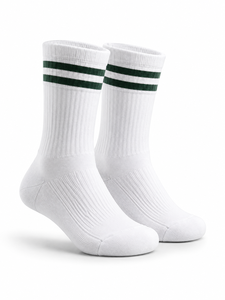 White Crew Woven Eco-Friendly Breathable Antibacterial Non-Slip Sports Socks Black Stripe Running Basketball Soccer Football - Product Image 1