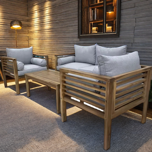 Ensemble de canapé convertible minimaliste en bois massif pour hôtels appartements salons-Coussins en tissu doux pour l'extérieur - Product Image 4