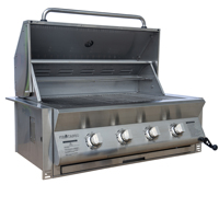 Barbecue à gaz encastrable professionnel 4 brûleurs 147 cm en acier inoxydable 304, 54 000 BTU, sur chariot, pour cuisine extérieure, usage intensif