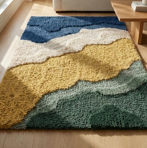 Alfombra de Lana Hecha a Mano de Lujo, Moderna, Abstracta, Antideslizante, de Pelo Medio, con Base de Silicona y Algodón Suave, para el Hogar, Picnic, Dormitorio - Product Image 1