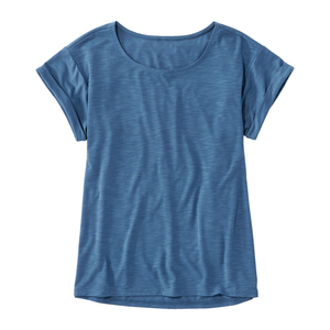 Women's Solid Blue Scoop Neck Short Sleeve <b>T</b>-<b>Shirt</b> Regular Fit Knitted Cotton Casual Spring Summer Wear - Product Image 1
