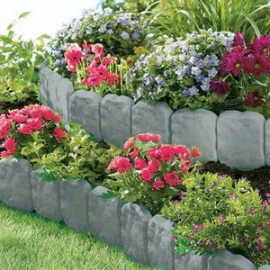 Grey 20\" No-Dig Flexible Lawn <b>Edging</b> Border Garden Hand <b>Tool</b> with Imitation Stone Effect for Flower Beds and Lawn <b>Edging</b> - Product Image 4