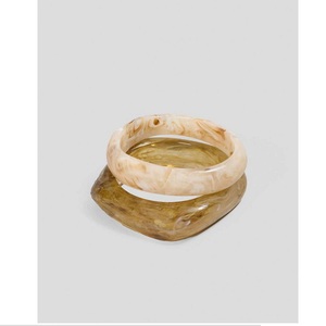 Trendy Handmade Resin <b>Square</b> Round Curved <b>Edge</b> Resin Bangles Unique Fashion Bracelets with Glossy Finish Ultimate Style Comfort - Product Image 4
