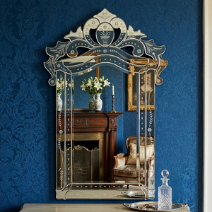 Premium Venetian Arched <b>Wall</b> <b>Mirror</b> with Crown Top & Decorative Glass Frame | Stylish <b>Mirror</b> for Home Decor & Interior Styling - Product Image 3