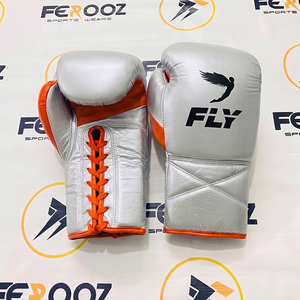 Gants de boxe d'entraînement en cuir de vachette véritable, équipement de sparring, bleu ciel et argent, combo bicolore, rembourrage durable - Product Image 4