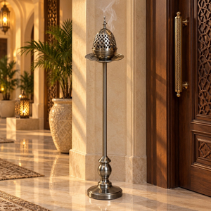 Brûleur à Bakhoor Arabe Haut de Gamme |   Mabkhara en acier inoxydable avec dôme en treillis, porte-encens Oud, décoration aromatique pour la maison, Majlis, Ramadan, Aïd - Product Image 4