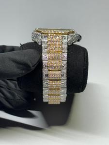 Moissanite Yellow Gold Round Cut Diamond for Men's Wedding and Party Wear Diamond Watch <b>Smart</b> Roman Dial for Export Sale - Product Image 2