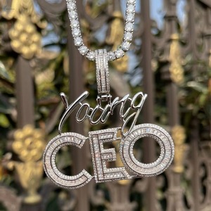 Moissanite Custom Name Letter <b>Pendant</b> 925 <b>Silver</b> Rhodium Plated Hip Hop Charms For Men's <b>Initial</b> Letter <b>Pendant</b> Everyday Wear - Product Image 6