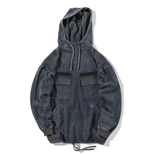 Custom Men's Oversized Hooded Sweatshirt Applique Patchwork Streetwear <b>Black</b> Cotton FRENCH TERRY Regular Fit Autumn - Product Image 2