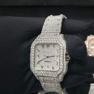 Factory High End Luxury Moissanite Diamond Square <b>Watch</b> Custom Stainless Steel Premium Hip Hop <b>Mechanical</b> Auto Movement 10 Bar - Product Image 2